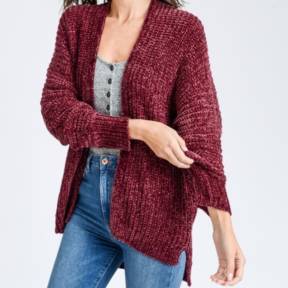 The Left Bank Sweaters | Chenille Soft Short Cardigan Women | Color: Purple | Size: L | Leftbank02's Closet